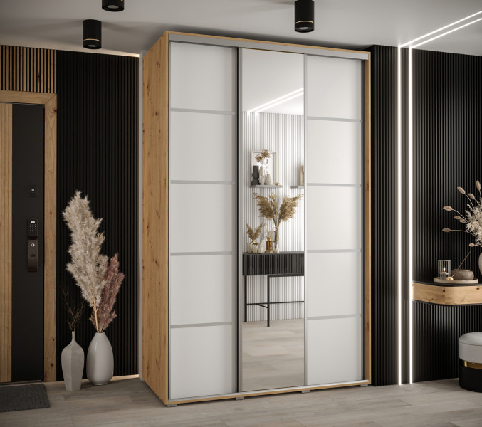 Szafa przesuwna 60 wysoka Davos 5 150 artisan biały srebrny