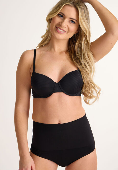 Womens Black High Waist Control Thong