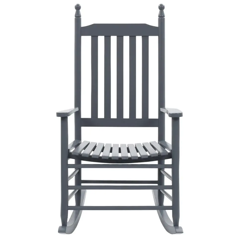 vidaXL - Schommelstoel - Grijs - Hout - Met gebogen zitting