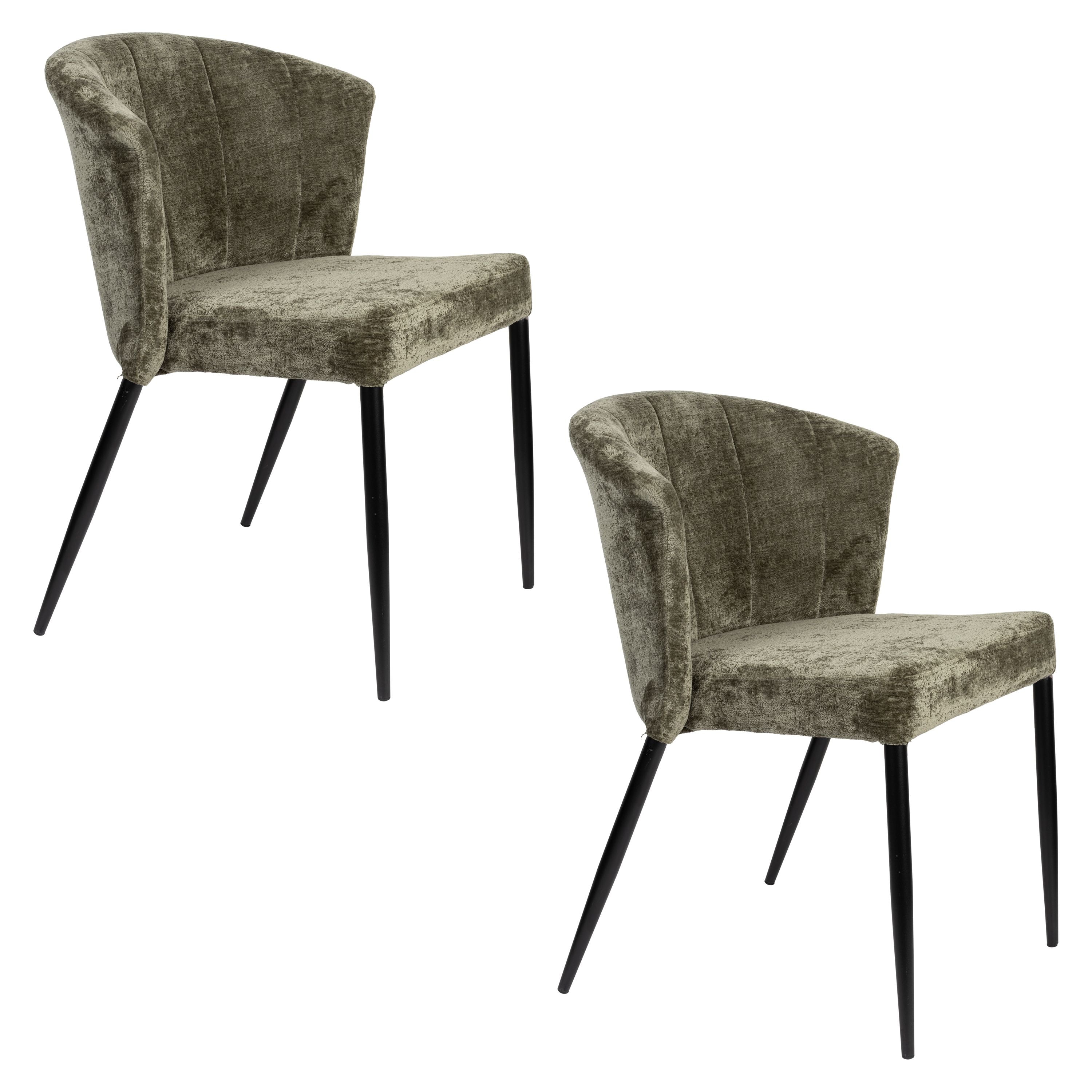 Dutchbone Georgia Eetkamerstoelen Groen - Set van 2