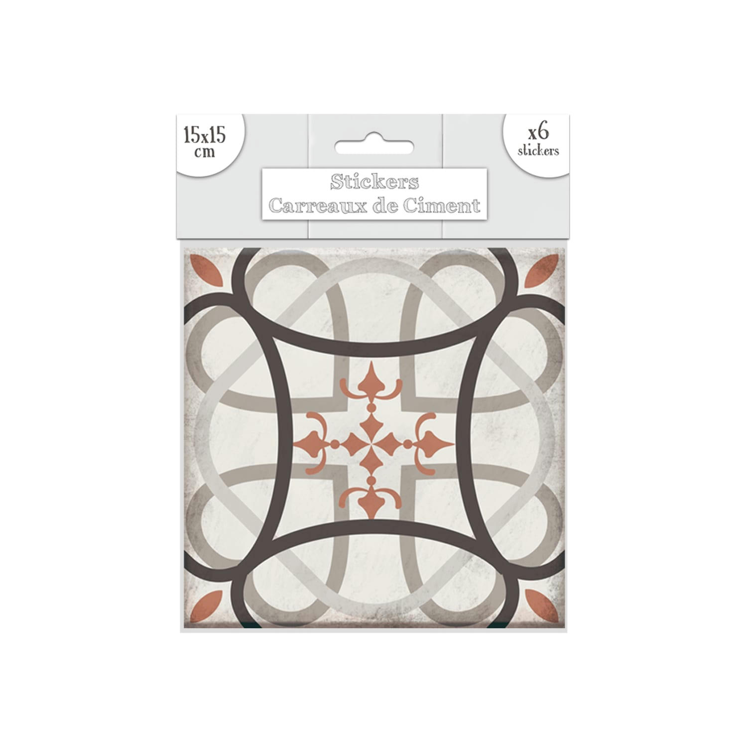 - Lot 2x 6 stickers carreaux de ciment flèches 15 x 15 cm taupe