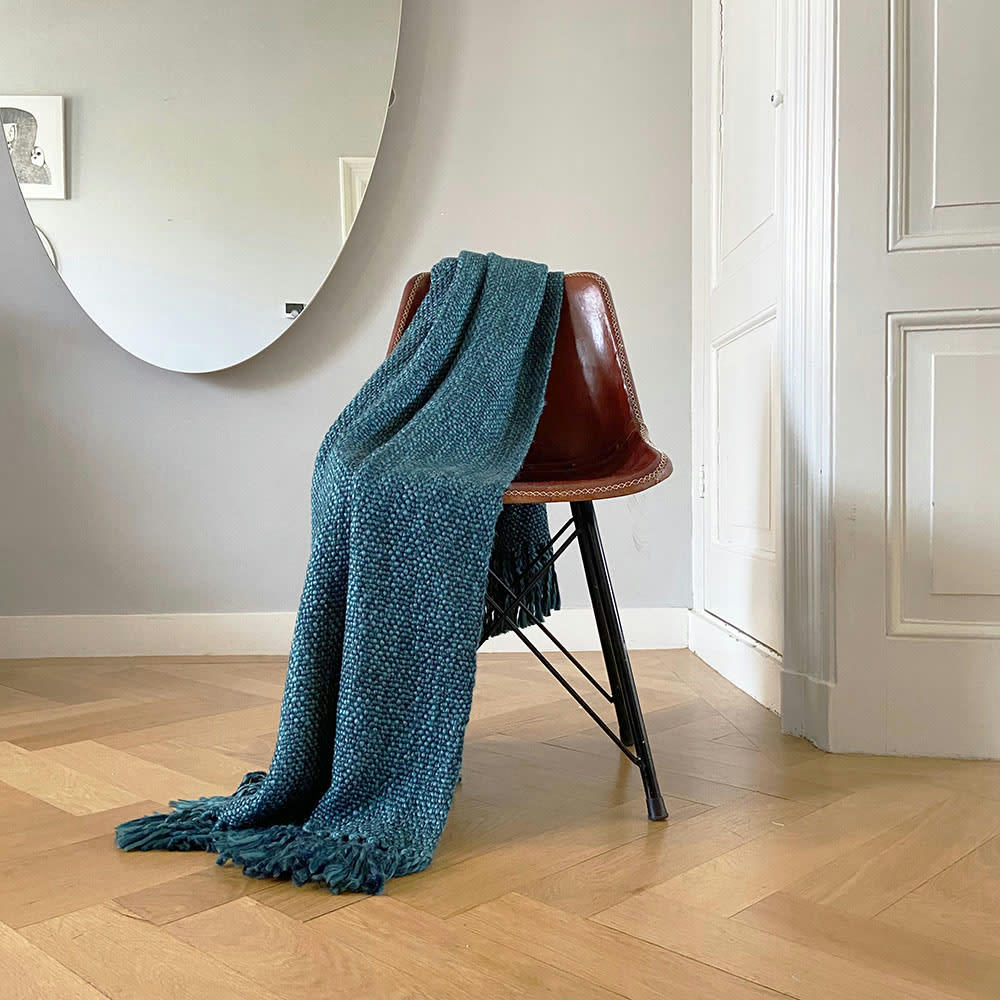 MARBLE - Plaid bleu foncé 125x150