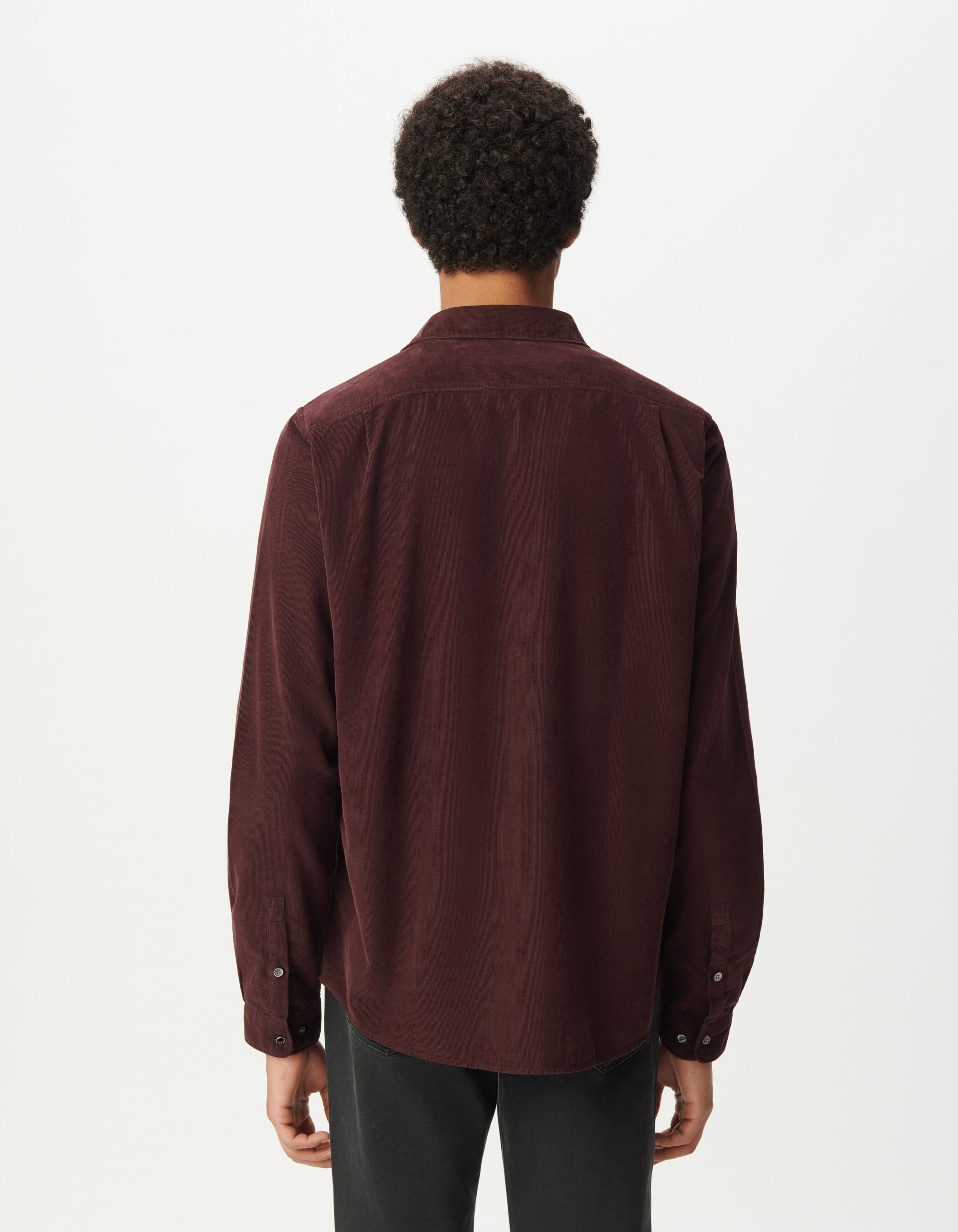 Chemise regular marine coton bio velours milleraies Homme