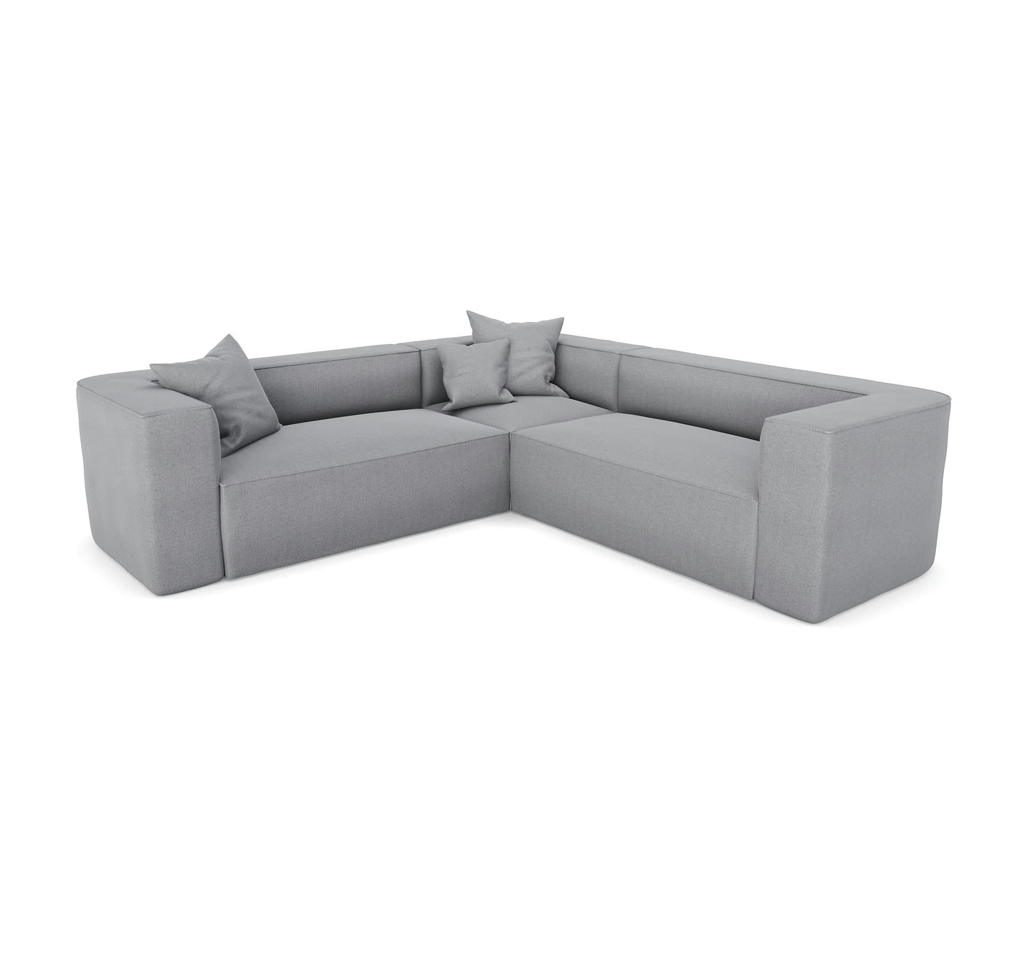 ALMA - Canapé d'angle symétrique tissu tramé gris béton