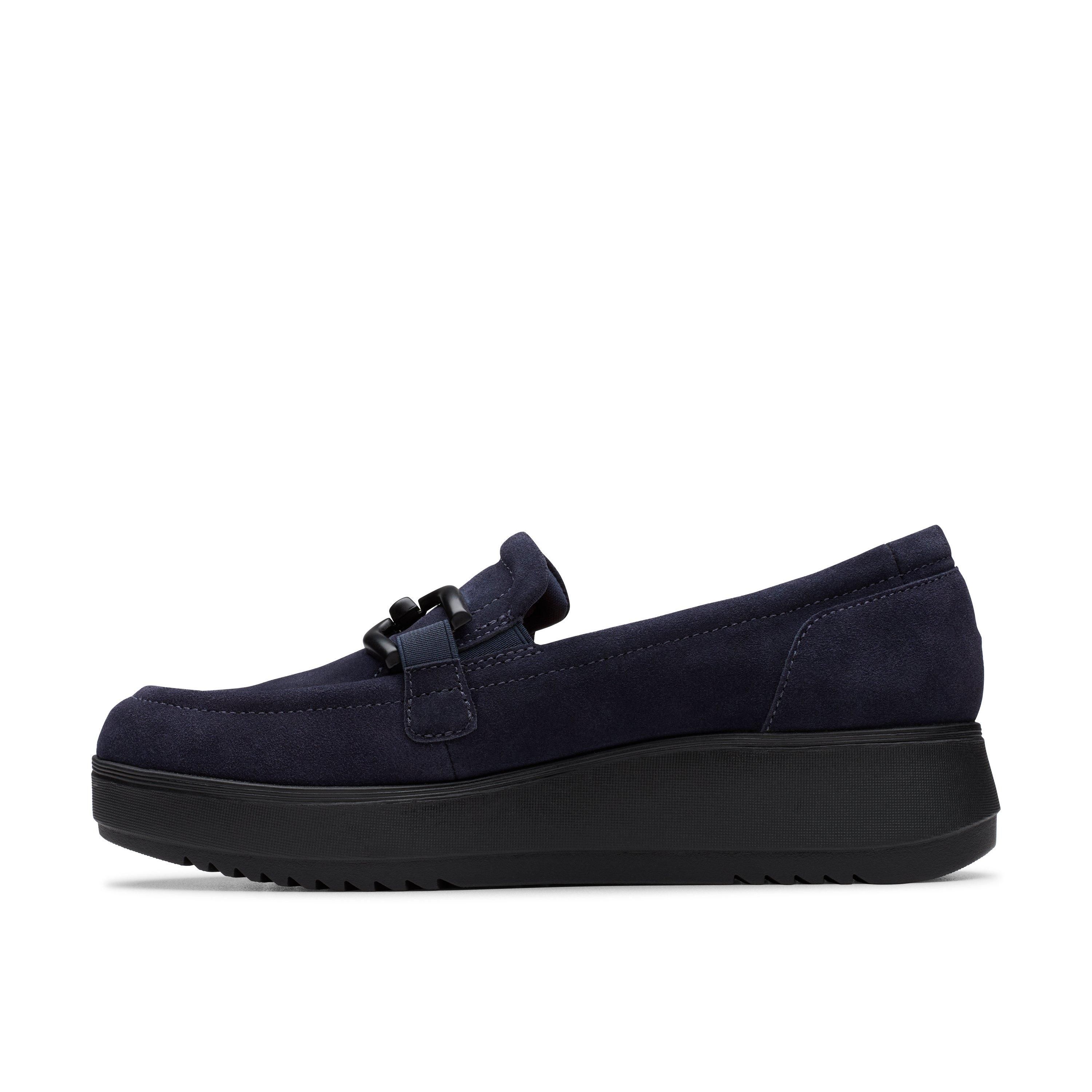Clarks Zylah Top Navy Suede Loafers,Slip Ons
