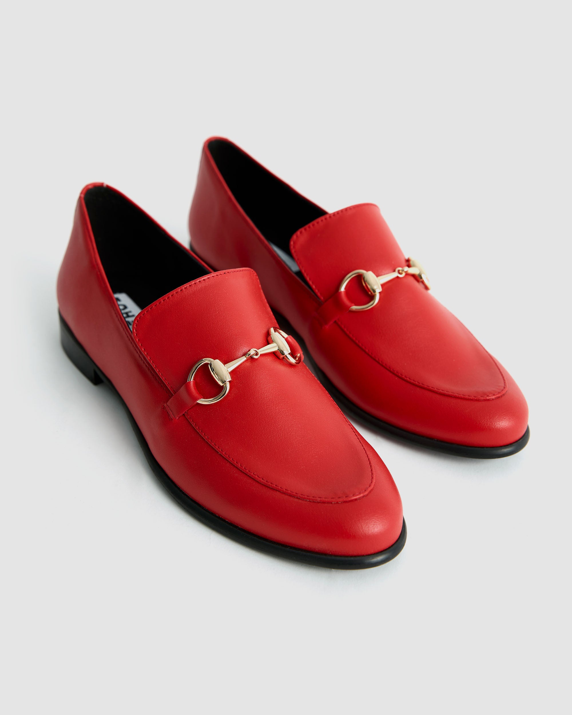 BOHEMA - Shiv Loafers Czerwone, ze skóry roślinnej, polska rodzinna marka