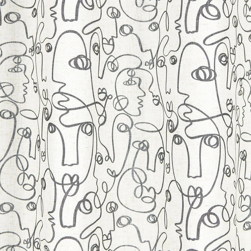 Rideau beige imprimé visage lin et polyester 140x240cm
