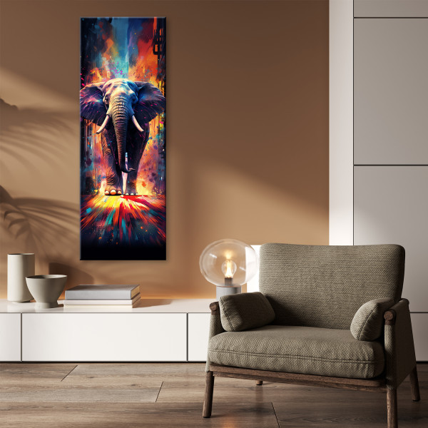Feeby Obraz na płótnie, Kolorowy słoń 30x90