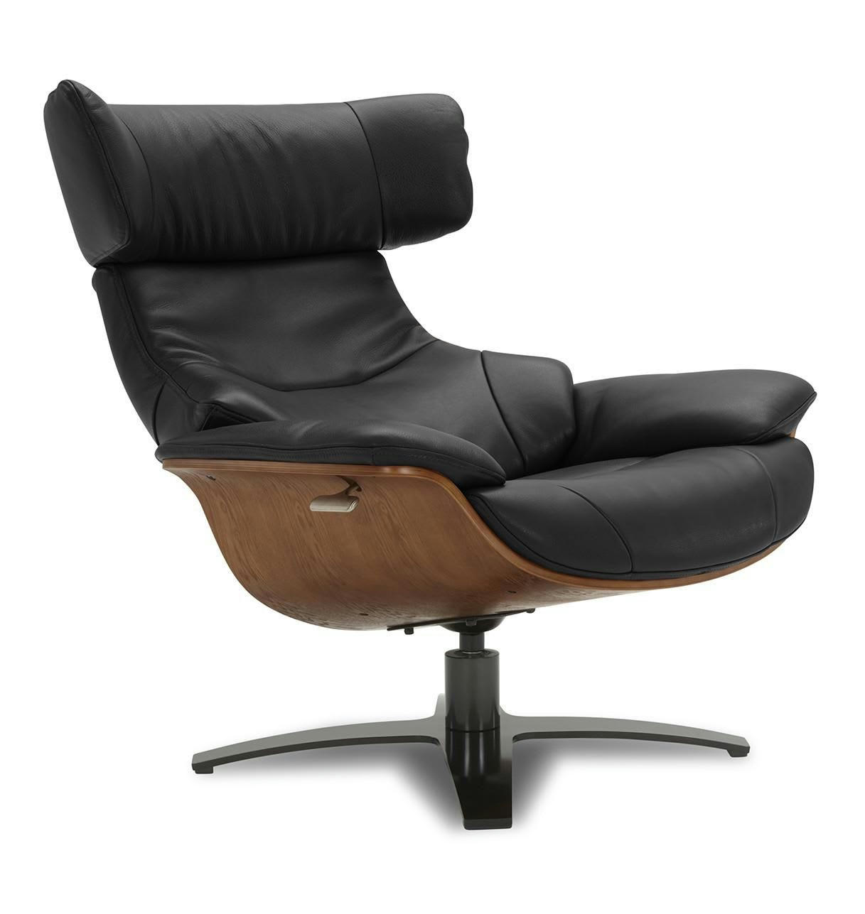 NAOS - Fauteuil en cuir et chêne Naturel - Cuir Noir