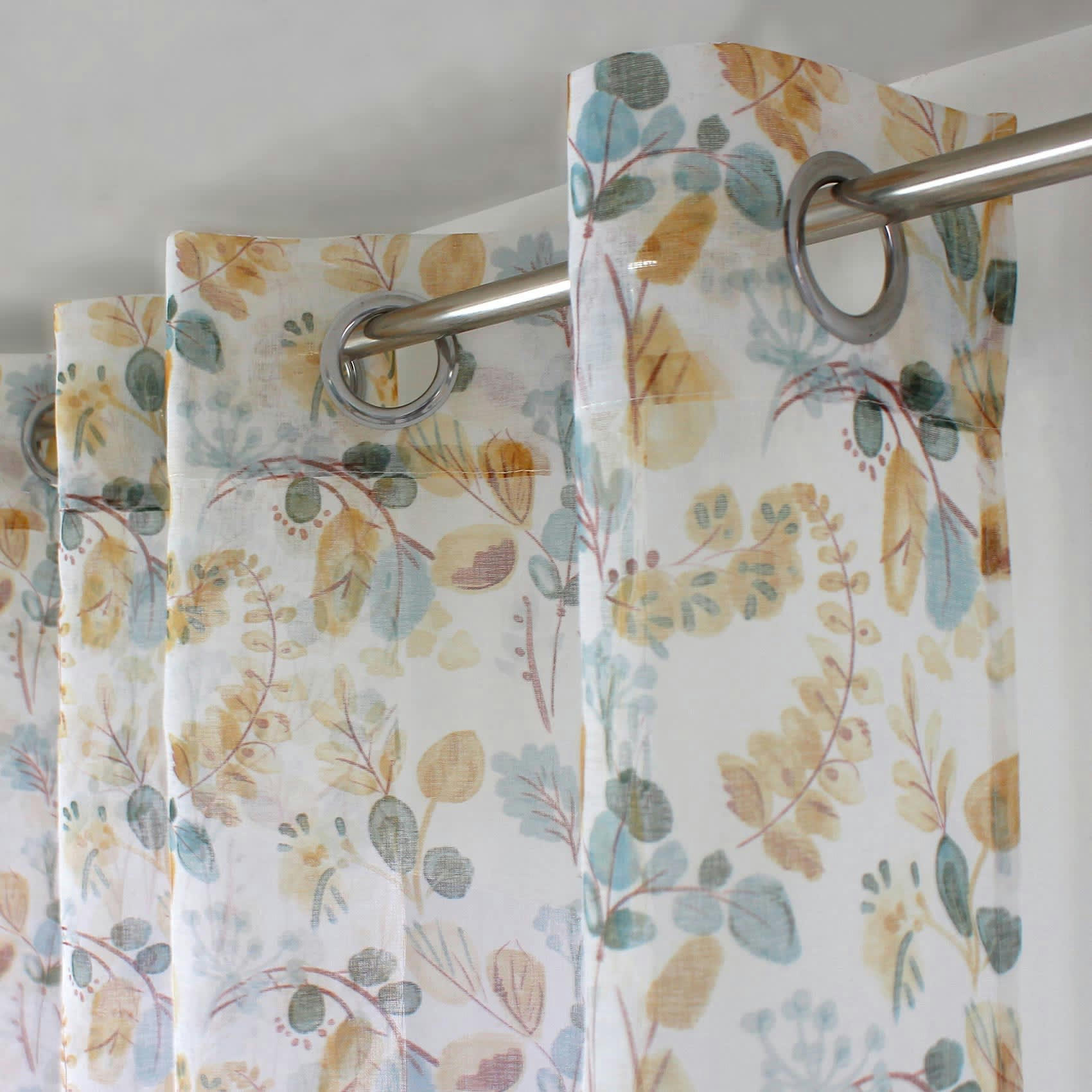 - Voilage champêtre en étamine fleurie polyester multicolore 140x240 cm