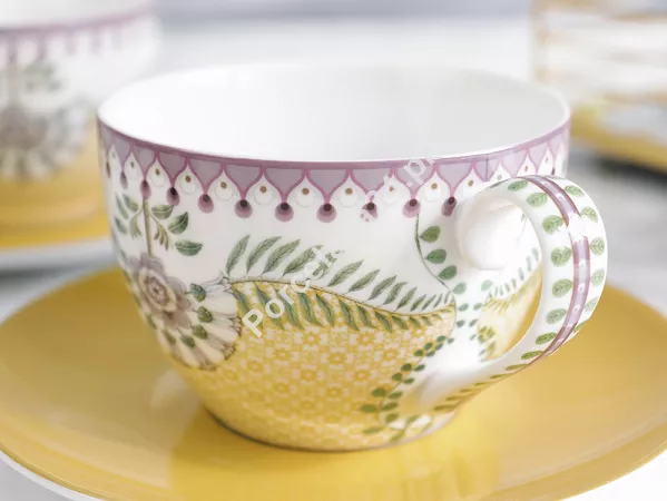 Komplet 2 filiżanek ze spodkiem 0,3 L Pip Studio - Lily & Lotus Yellow 51.L&LY.004.215