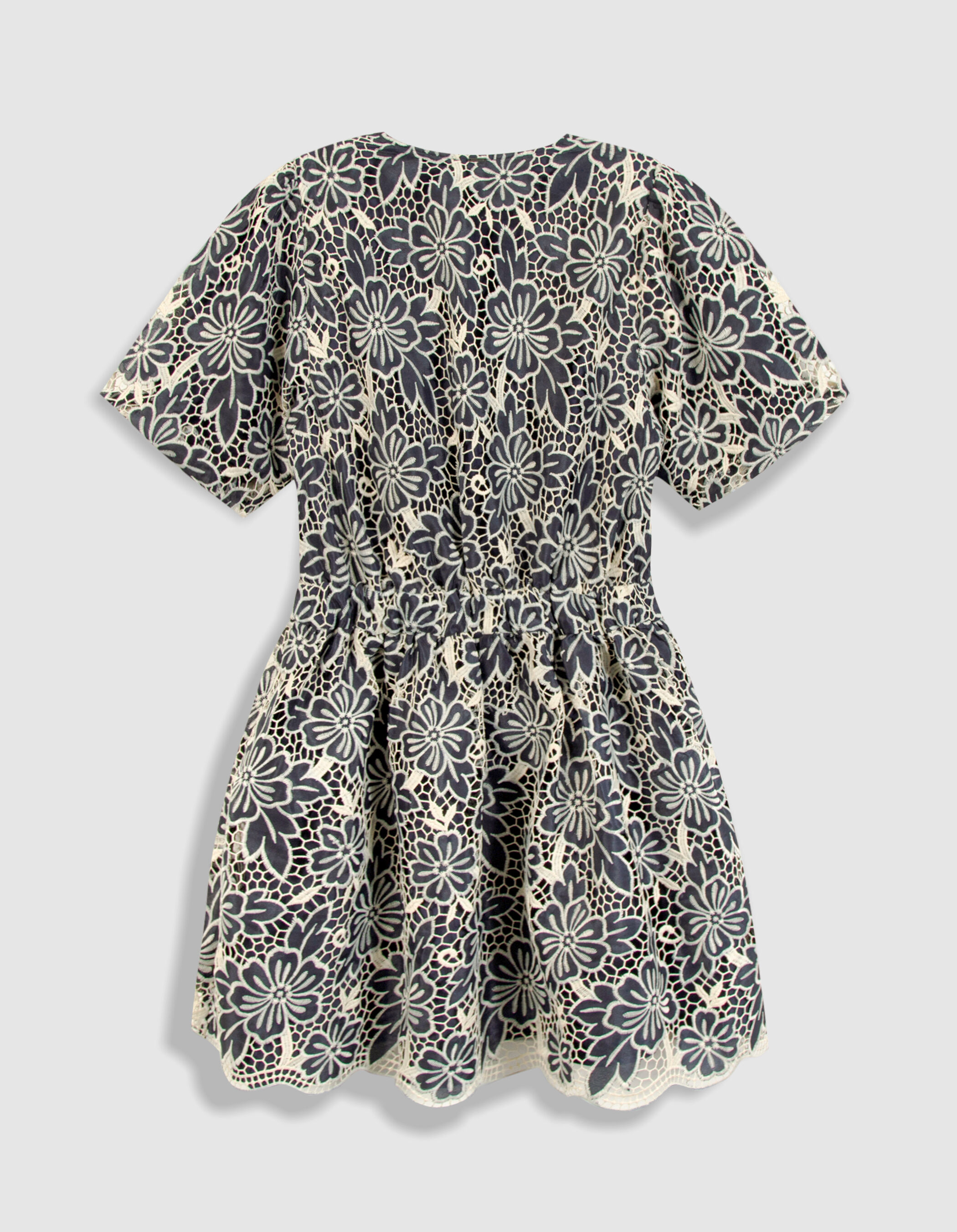 Robe chic marine dentelle écrue Femme