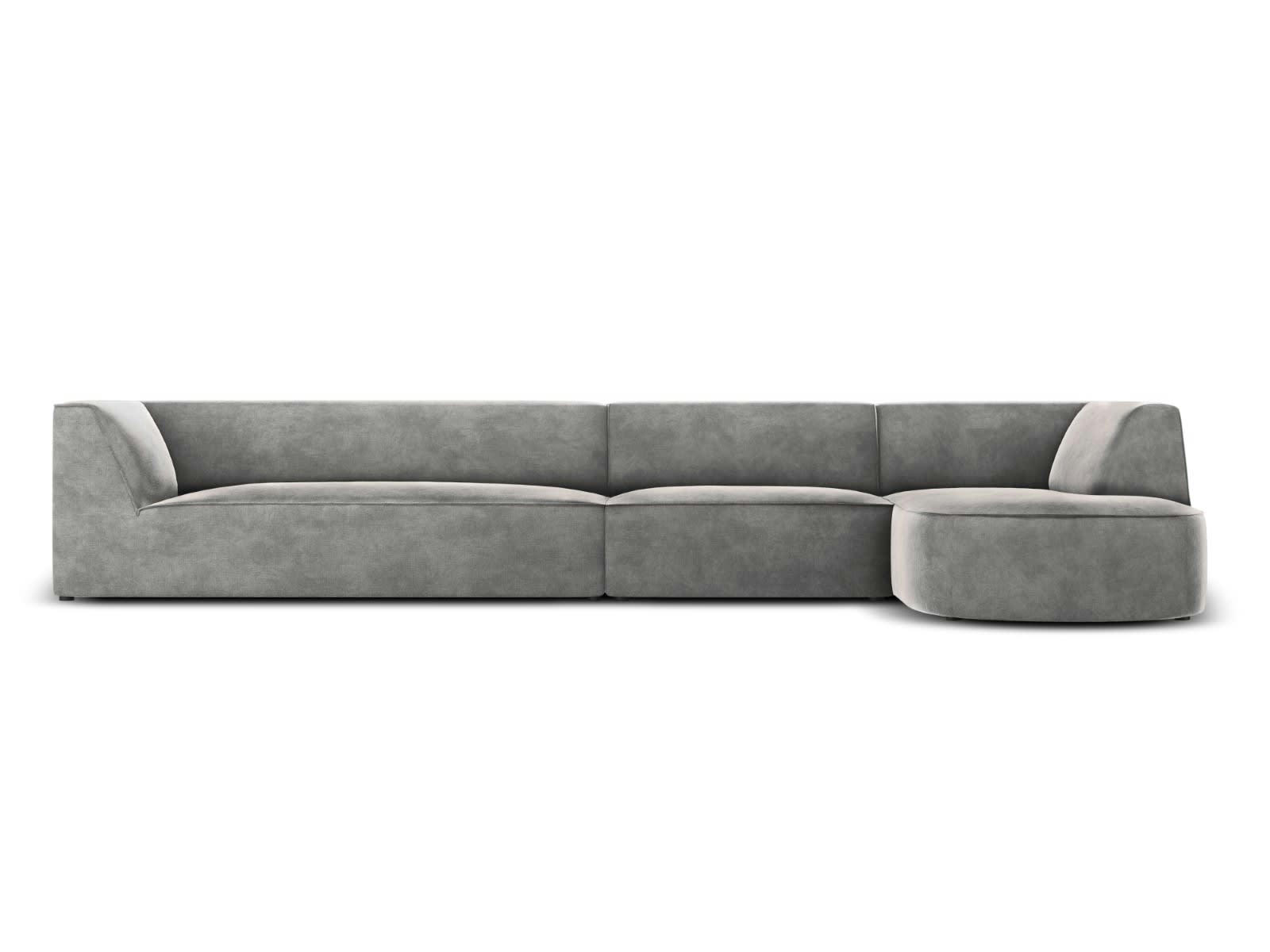 CHARLES - Canapé D'Angle Droit 5 places en Velours Gris Clair