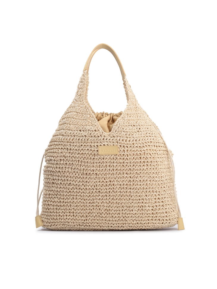 Beige woven raffia bag