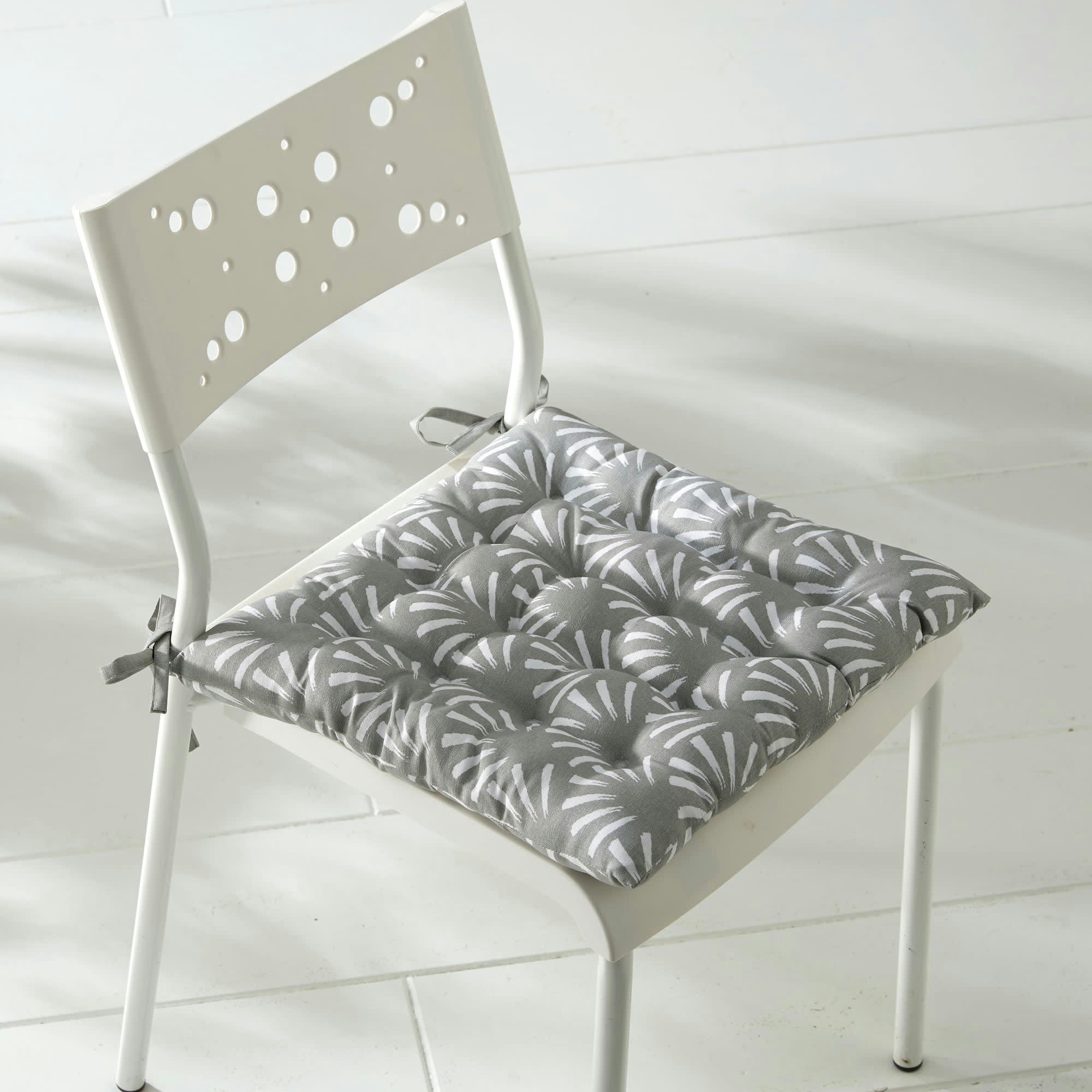 LUBERON - Lot de 2 galettes de chaise gris 40x40 en coton