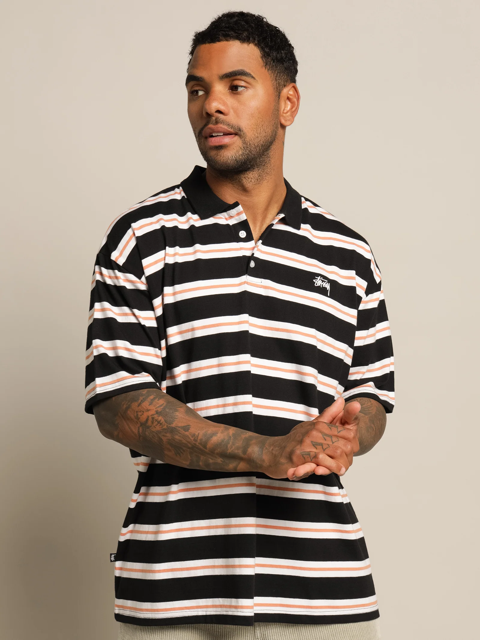 Stock Stripe Short Sleeve Polo Shirt