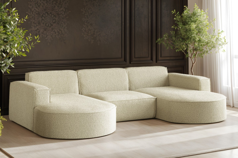 Sofa w kształcie litery U Modena Studio U tkanina Quelle Beżowy