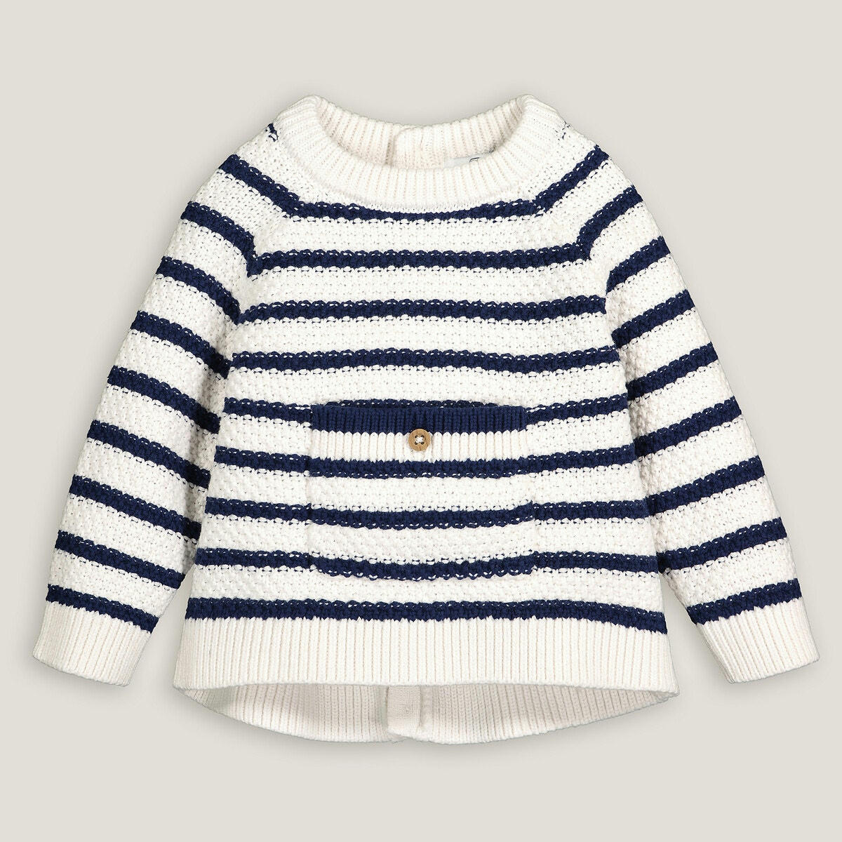 Pull col rond en grosse maille rayé
