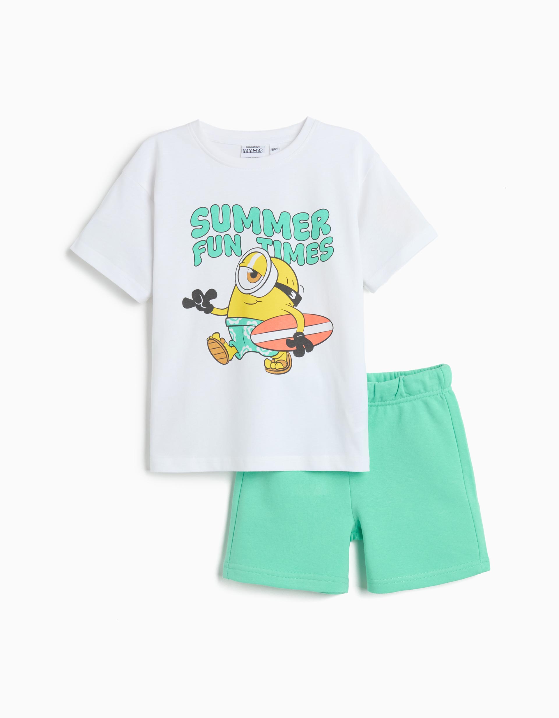 Conjunto T-shirt e Calções 'Minions', Menino, Branco