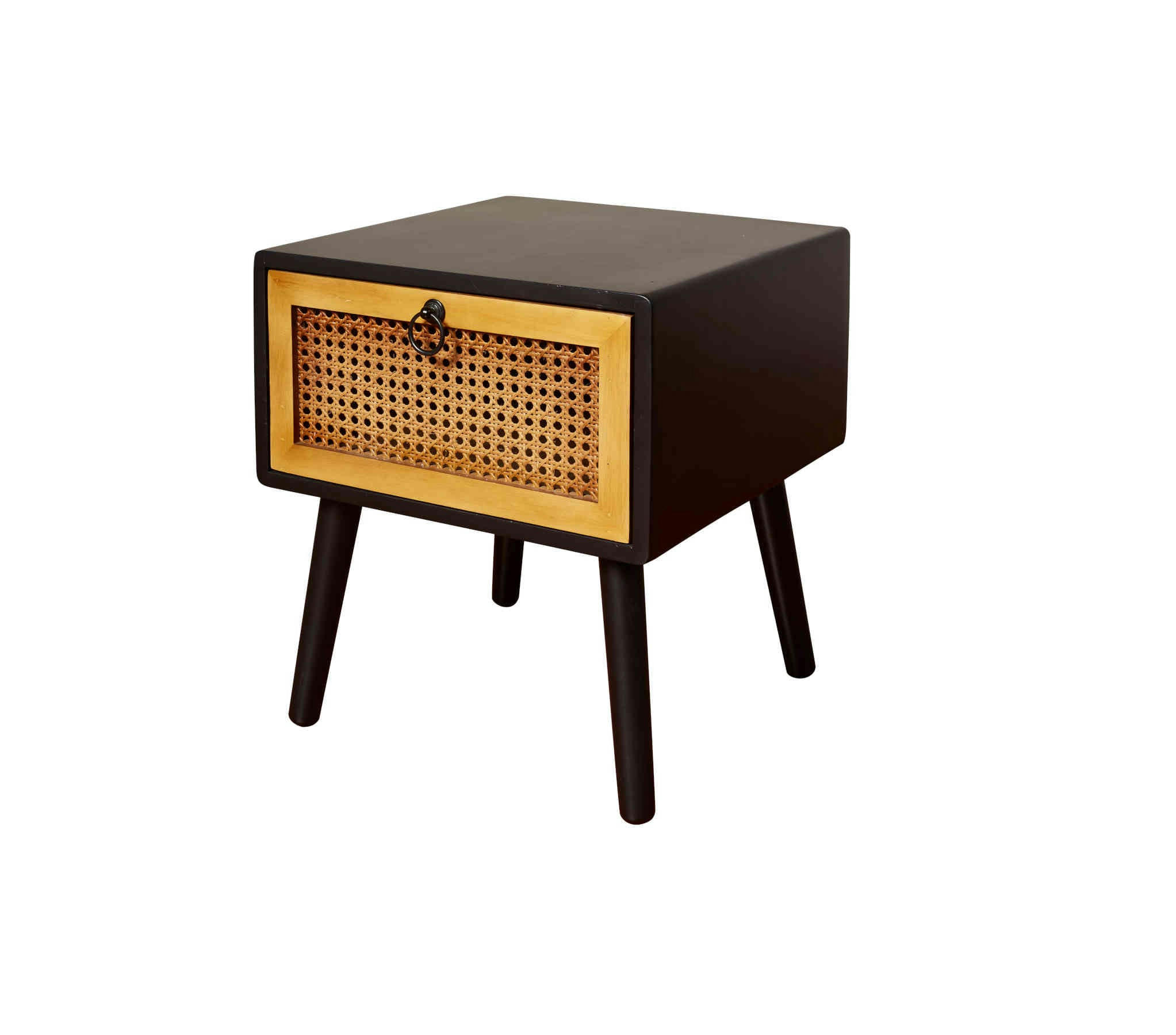 - Chevet en bois avec cannage 1 tiroir