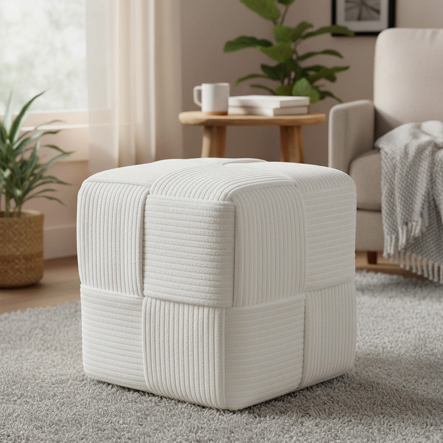 Pouf 38x38 cm crema
