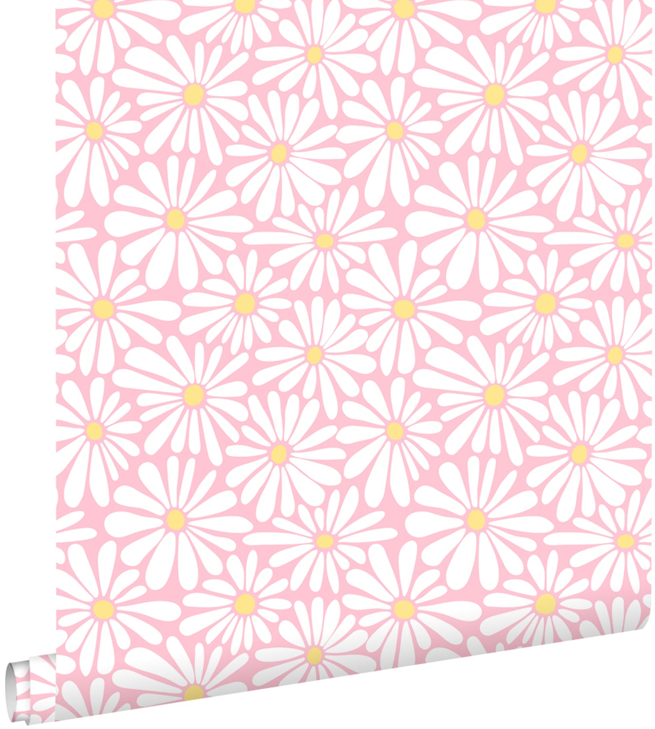 ESTAhome behang madeliefjes licht roze en geel - 50 x 900 cm - 131813