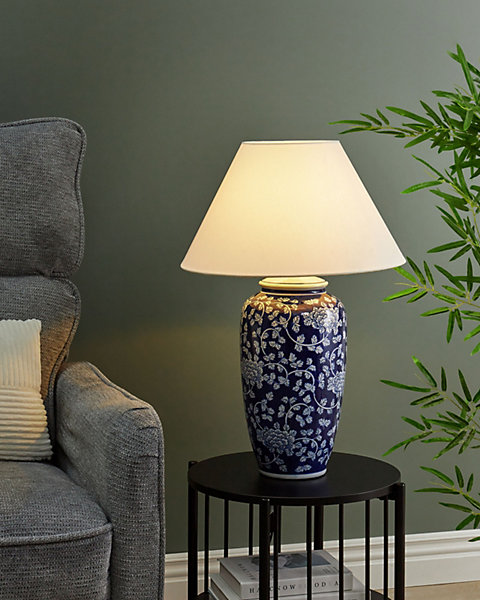 Lampe à poser ANGELES Porcelaine Bleu