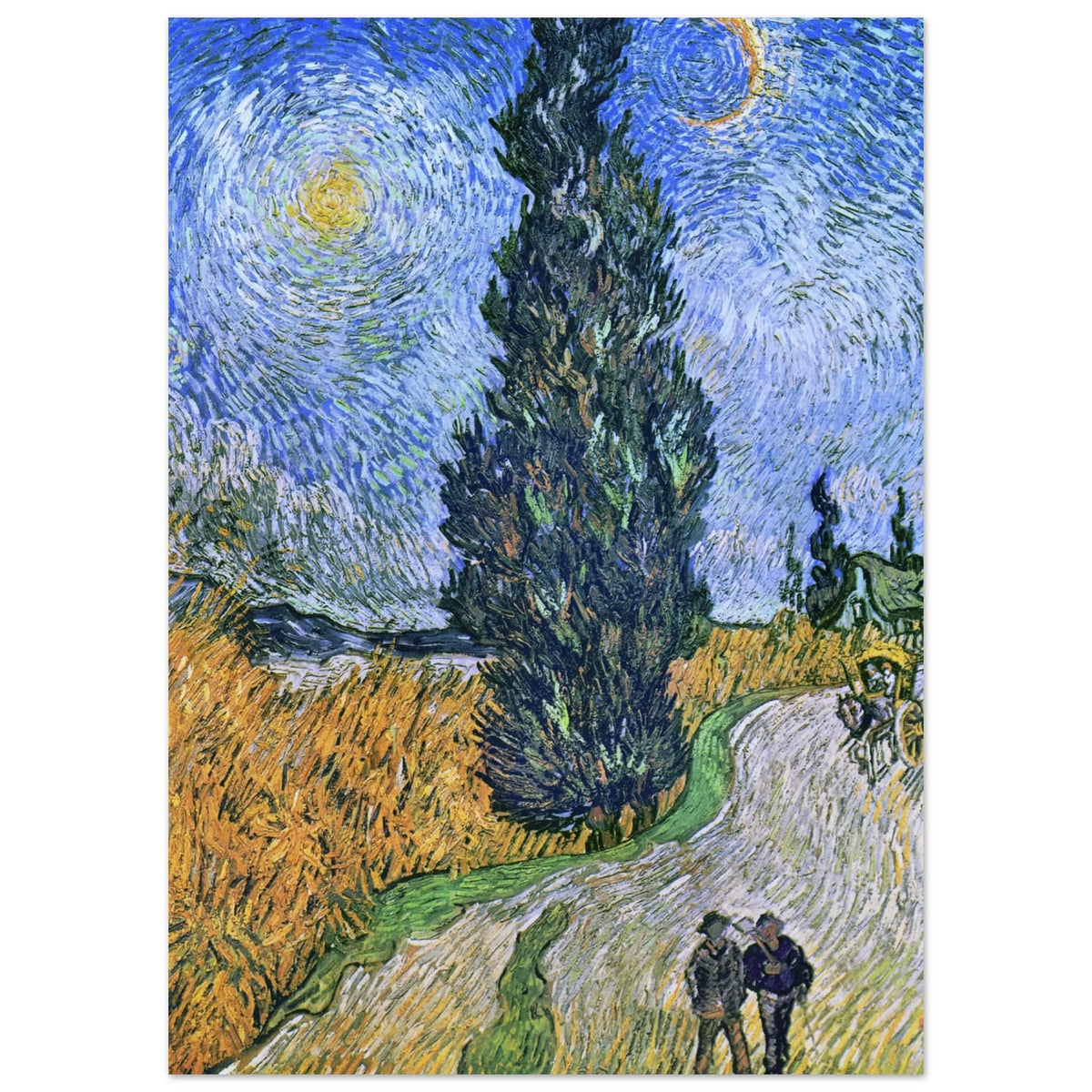 Artfulprints Poster Vincent van Gogh - Landweg in de Provence bij nacht  - 50x70 cm - Blauw