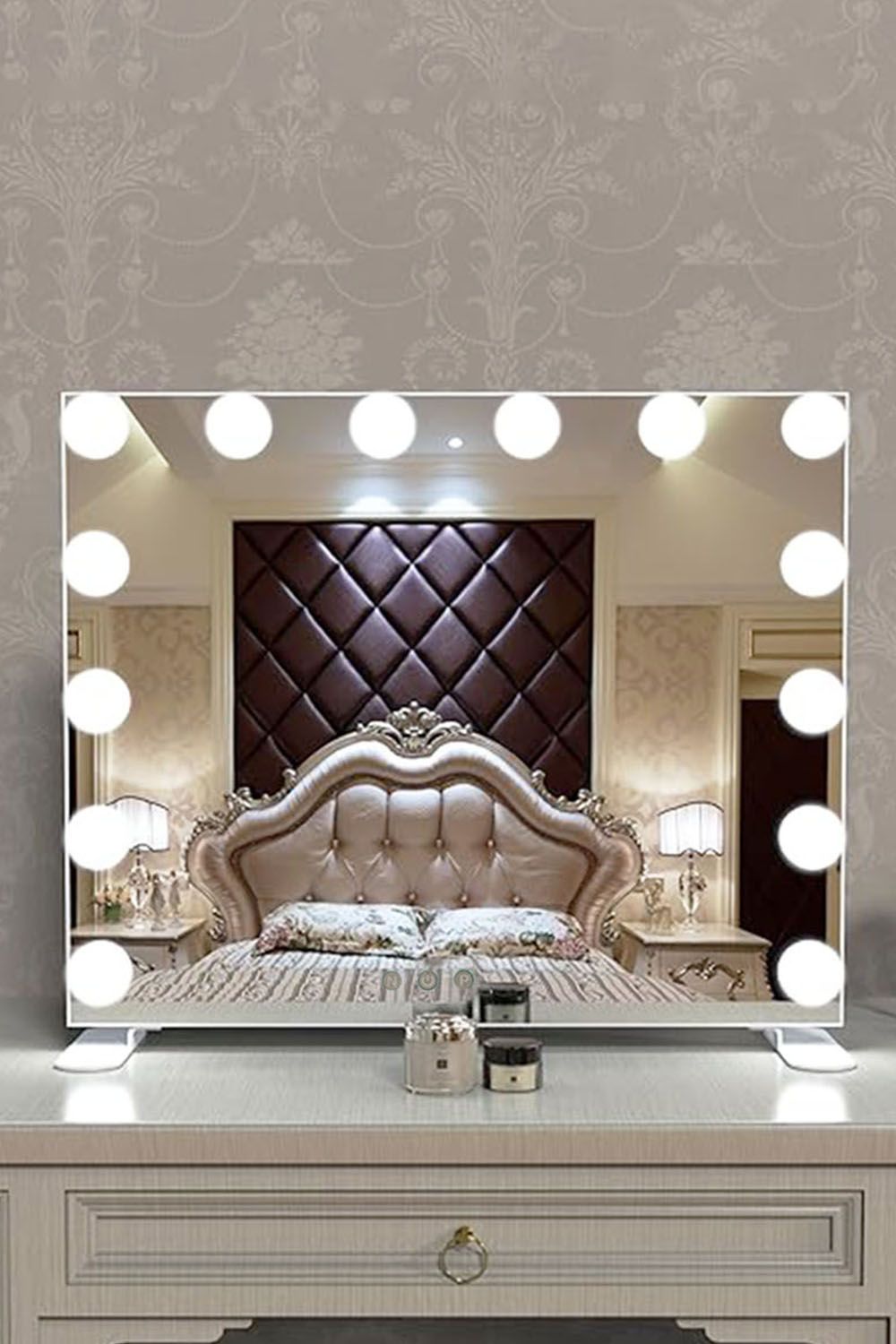 H&O Direct LED Lighted Vanity Mirror with 14 Bulbs for Dressing Room and Bedroom