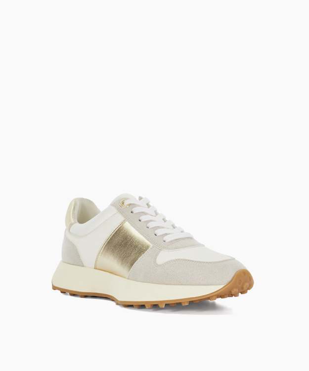 Embossing White - Gold Detail Lace-Up Runner