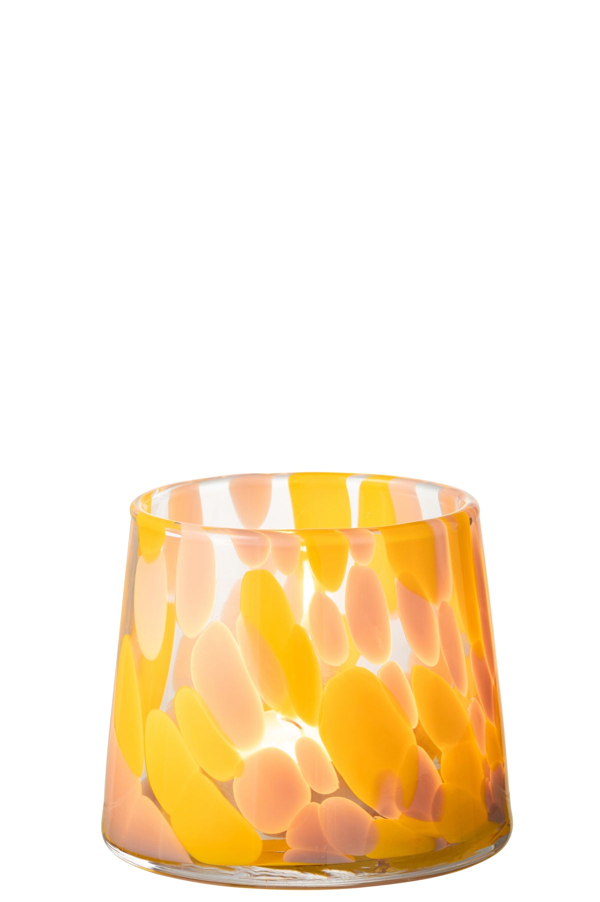 J-Line windlicht Spikkels - glas - roze/oker