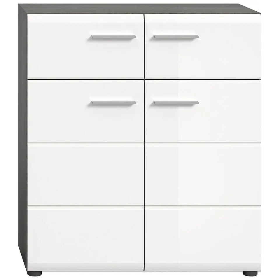 Hioshop Salsa schoenenkast 2 laden 2 deuren wit hoogglans