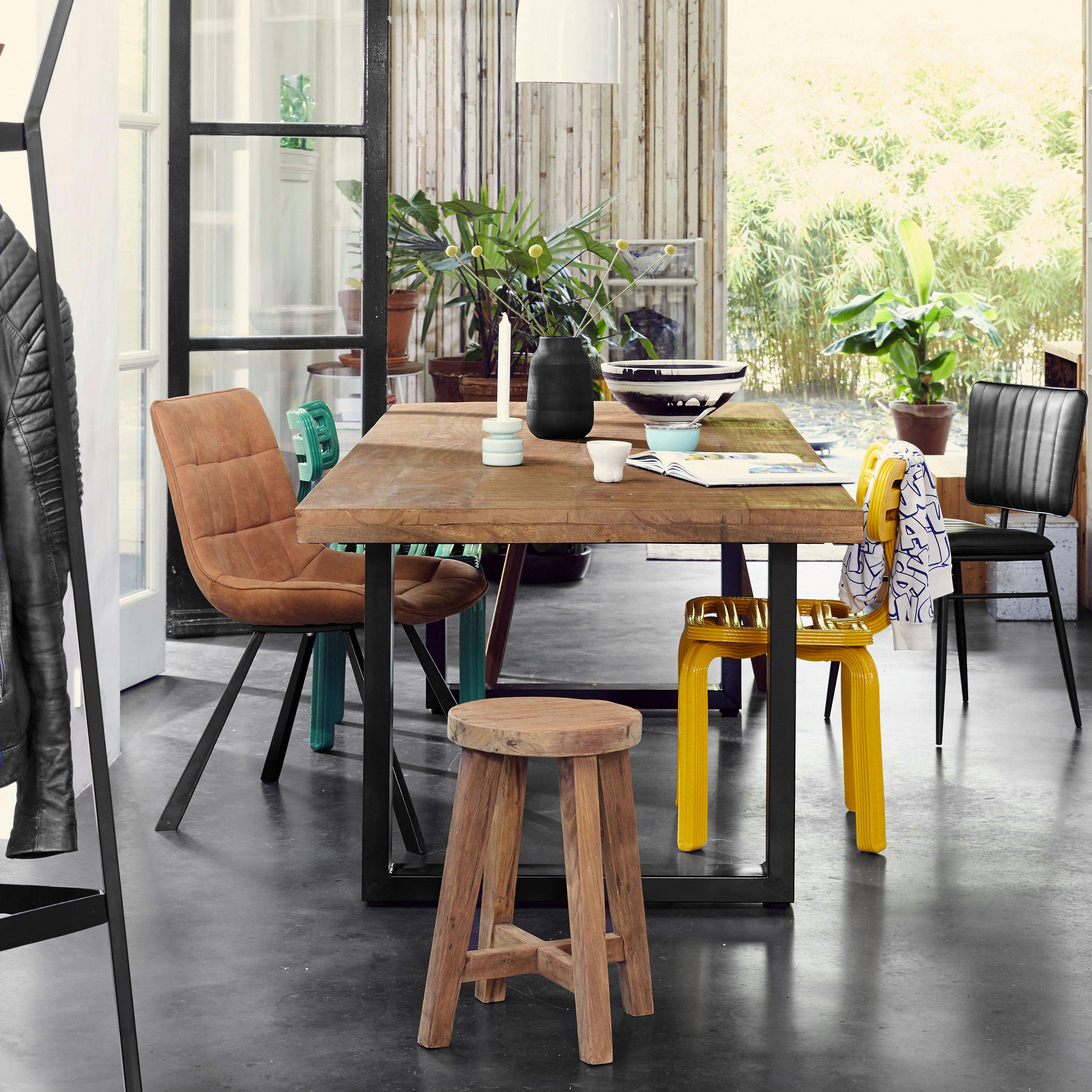 MANAUS - MANAUS-Table à manger 8/10 personnes L200, Manguier massif et métal