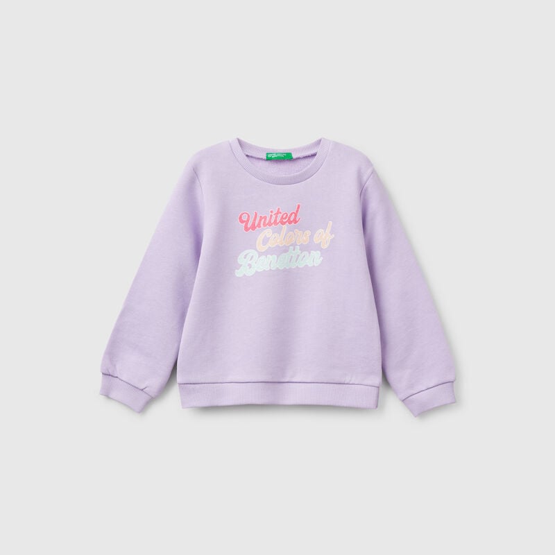Sweatshirt in cotton with glittery print