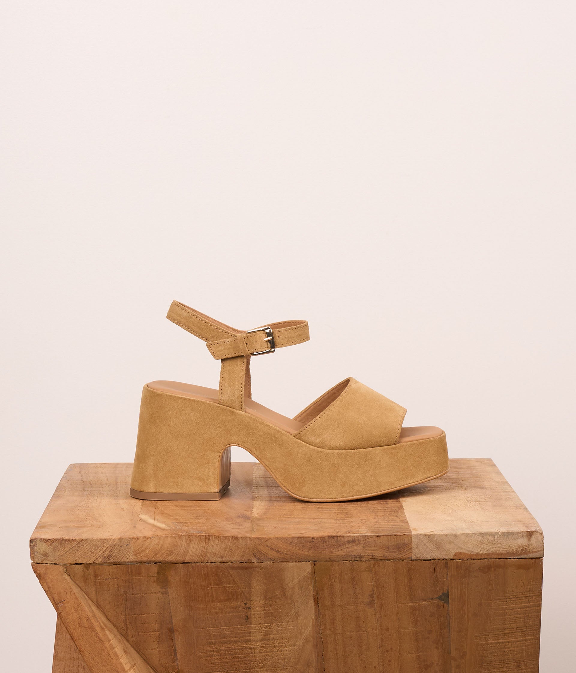 Sandales velours beige Eda