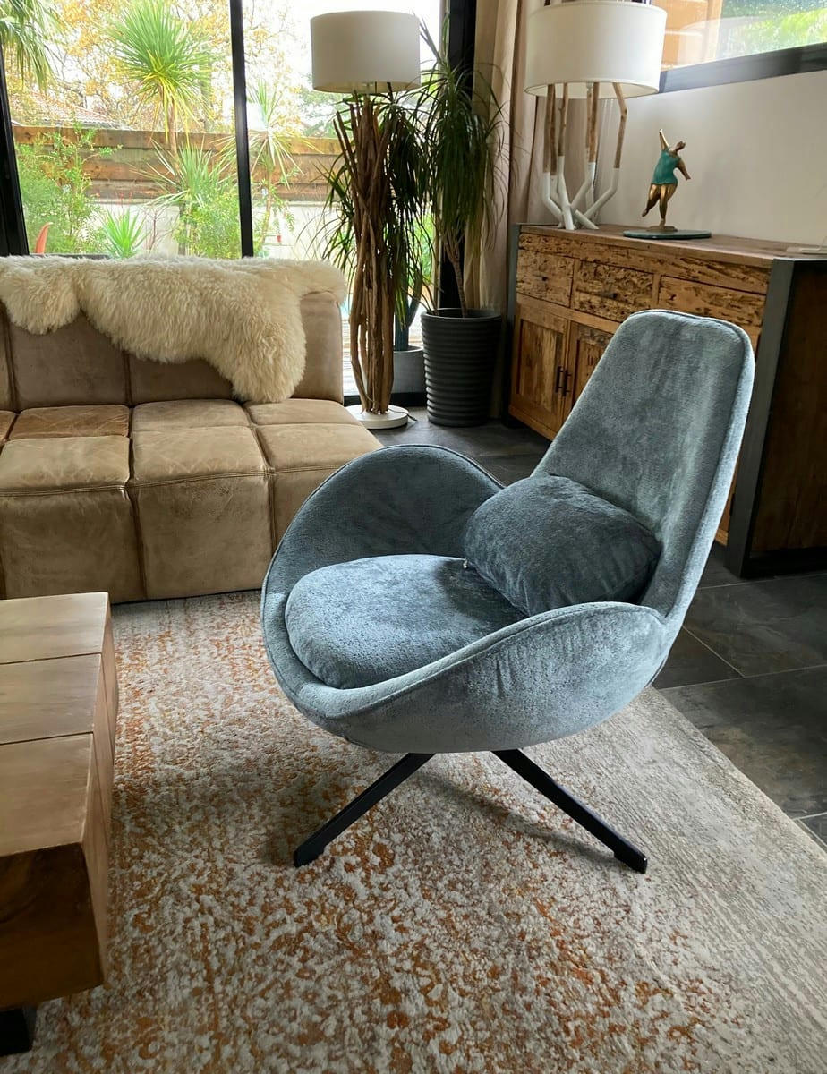 SPACE - Fauteuil rotatif en velours gris