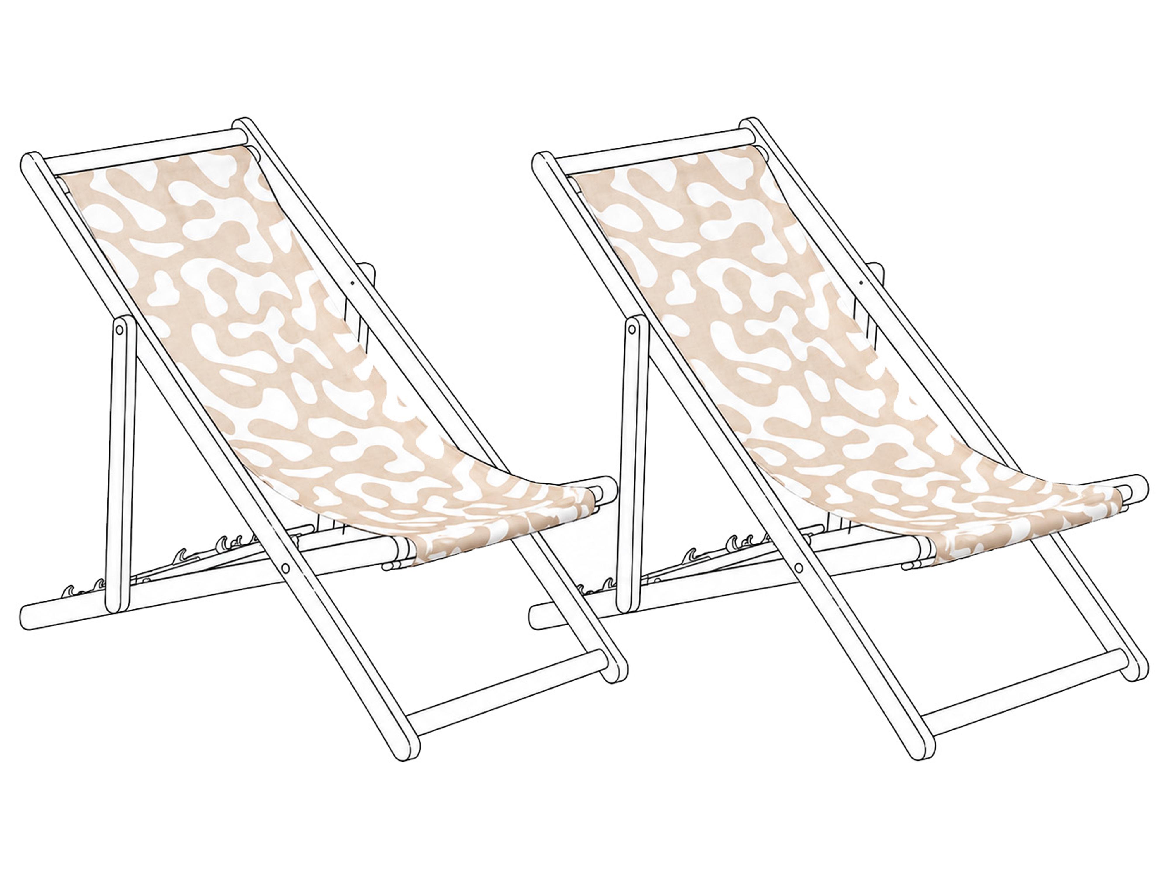Set of 2 Sun Lounger Replacement Fabrics ANZIO/AVELLINO 113 x 44 cm Beige