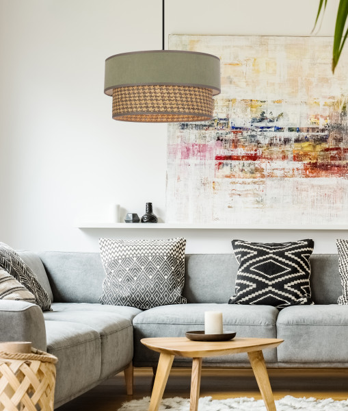 Lampa wisząca Livorno abażur mięta-fornir czarna 1xE27x60W IP20 Candellux