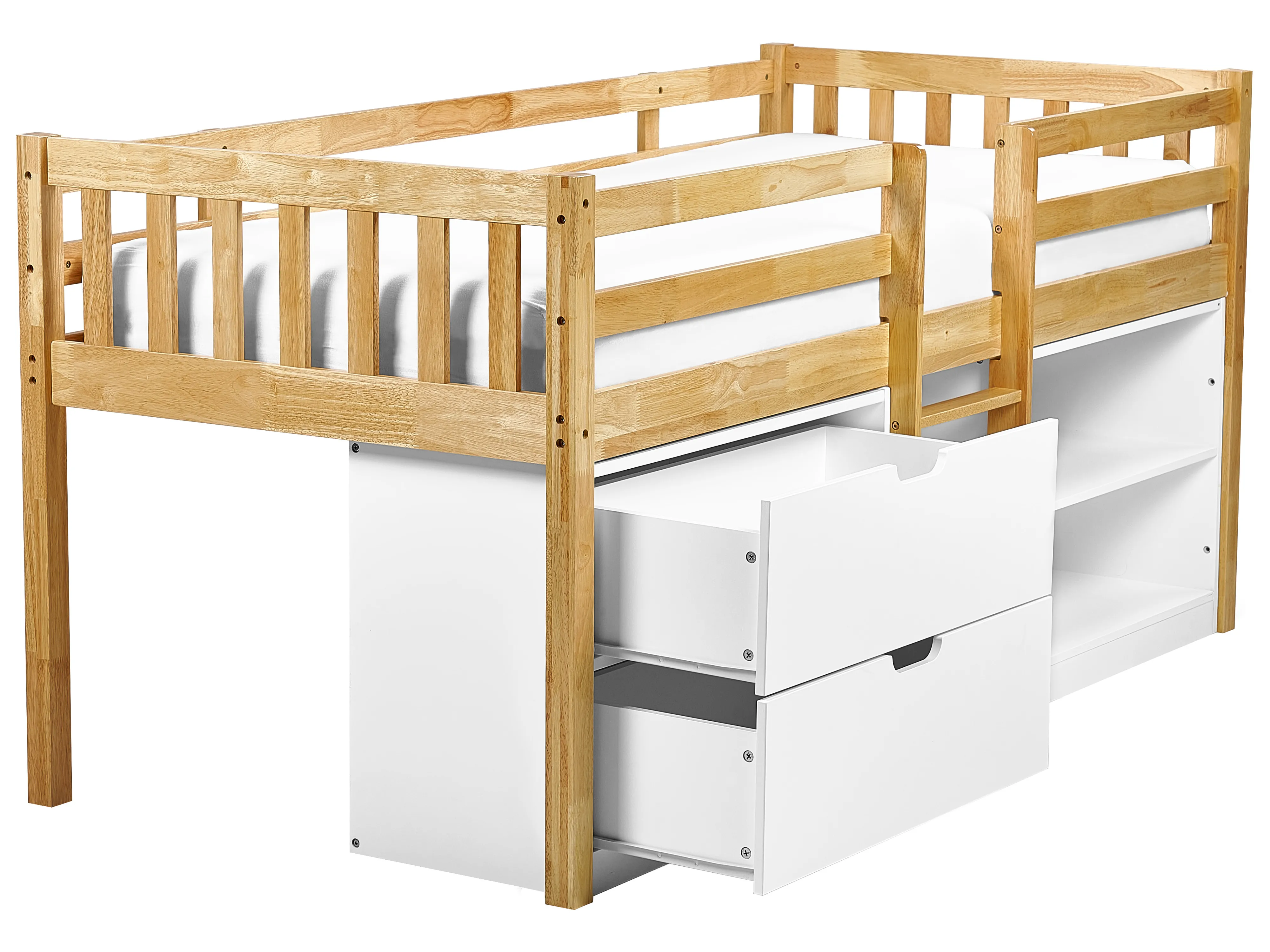 Mid Sleeper Bed Wood SUSVILLE 90 x 200 cm (EU Single) Light Brown
