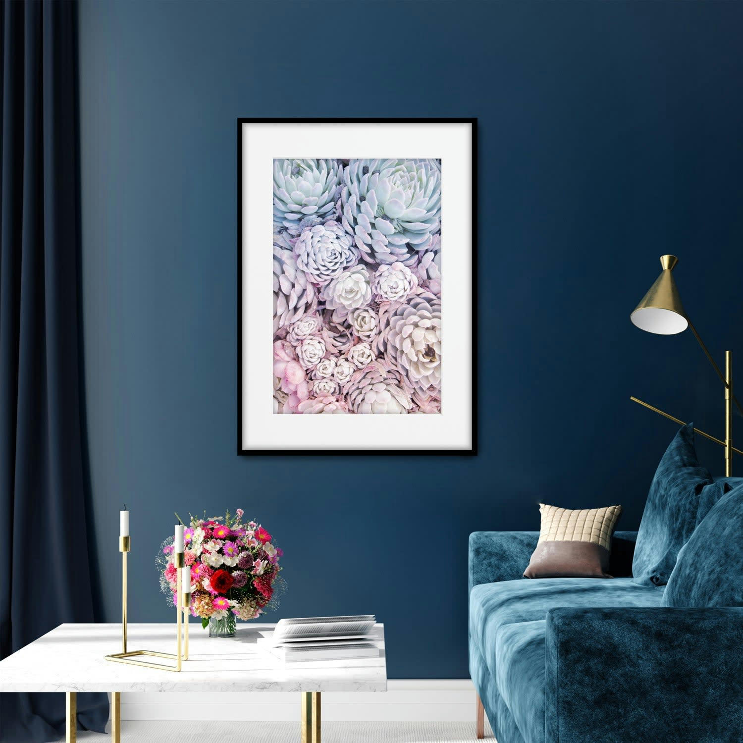 SUCULENTAS - Affiche avec cadre noir - Gradient succulents - 30x40