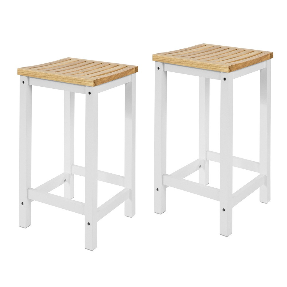 SoBuy Zestaw 2 stołków barowych Biały 35x35x60cm FST29-NWX2