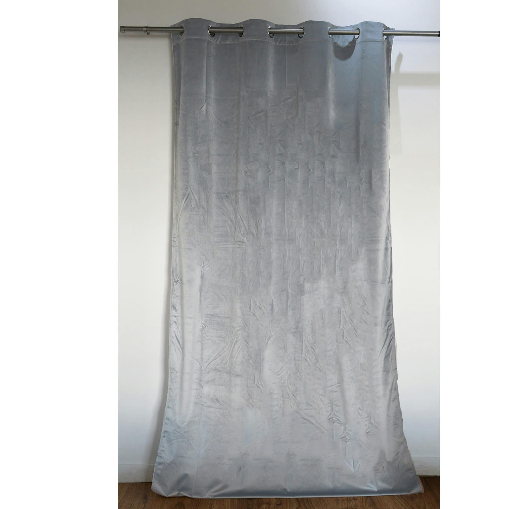 - Rideau en velours occultant polyester gris souris 140x260 cm