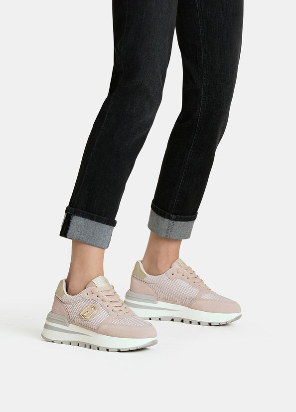 Sneakers in suede e mesh