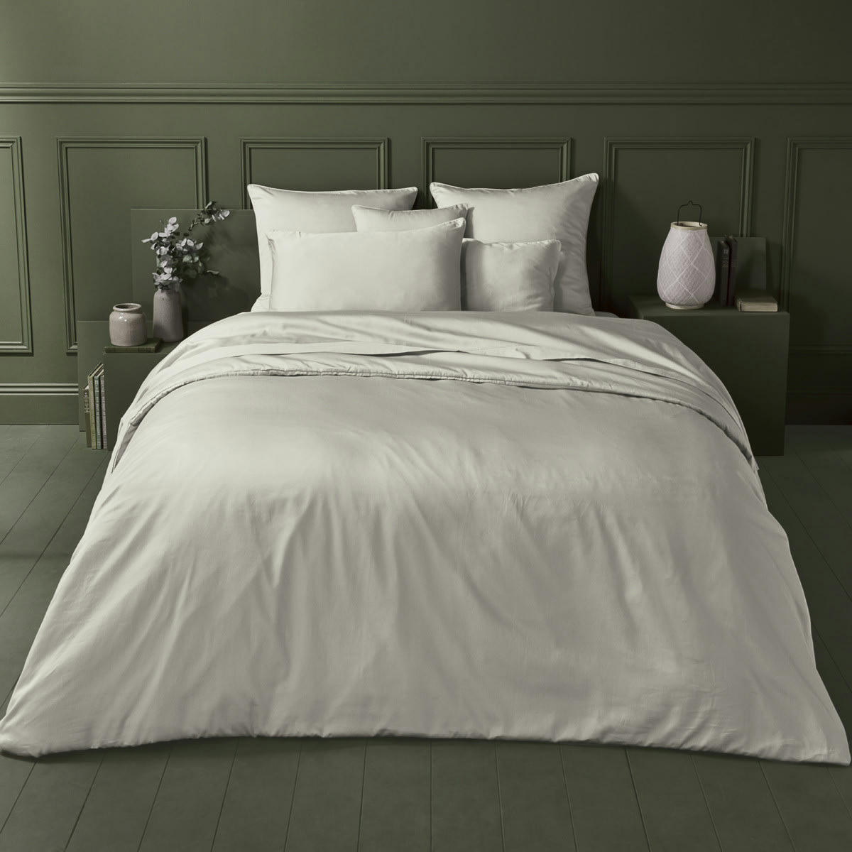 AVA UNI LIN - Housse de couette  satin de coton 120 fils/cm² beige 240x220