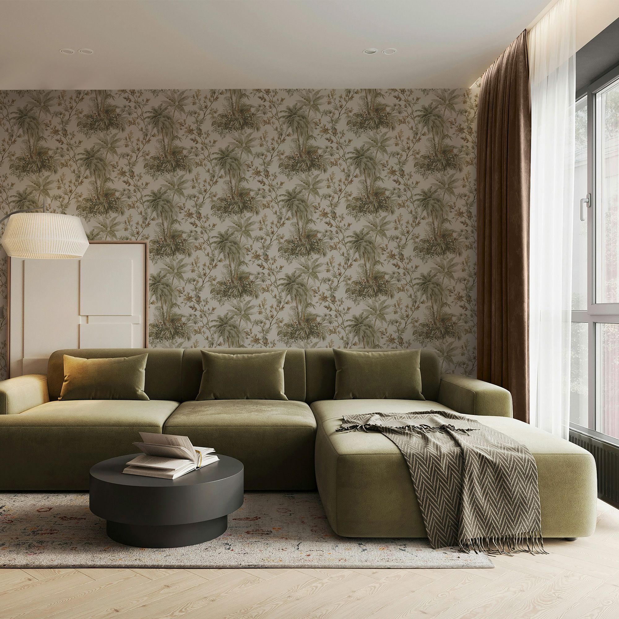 Boutique Bali Sage & Gold Wallpaper