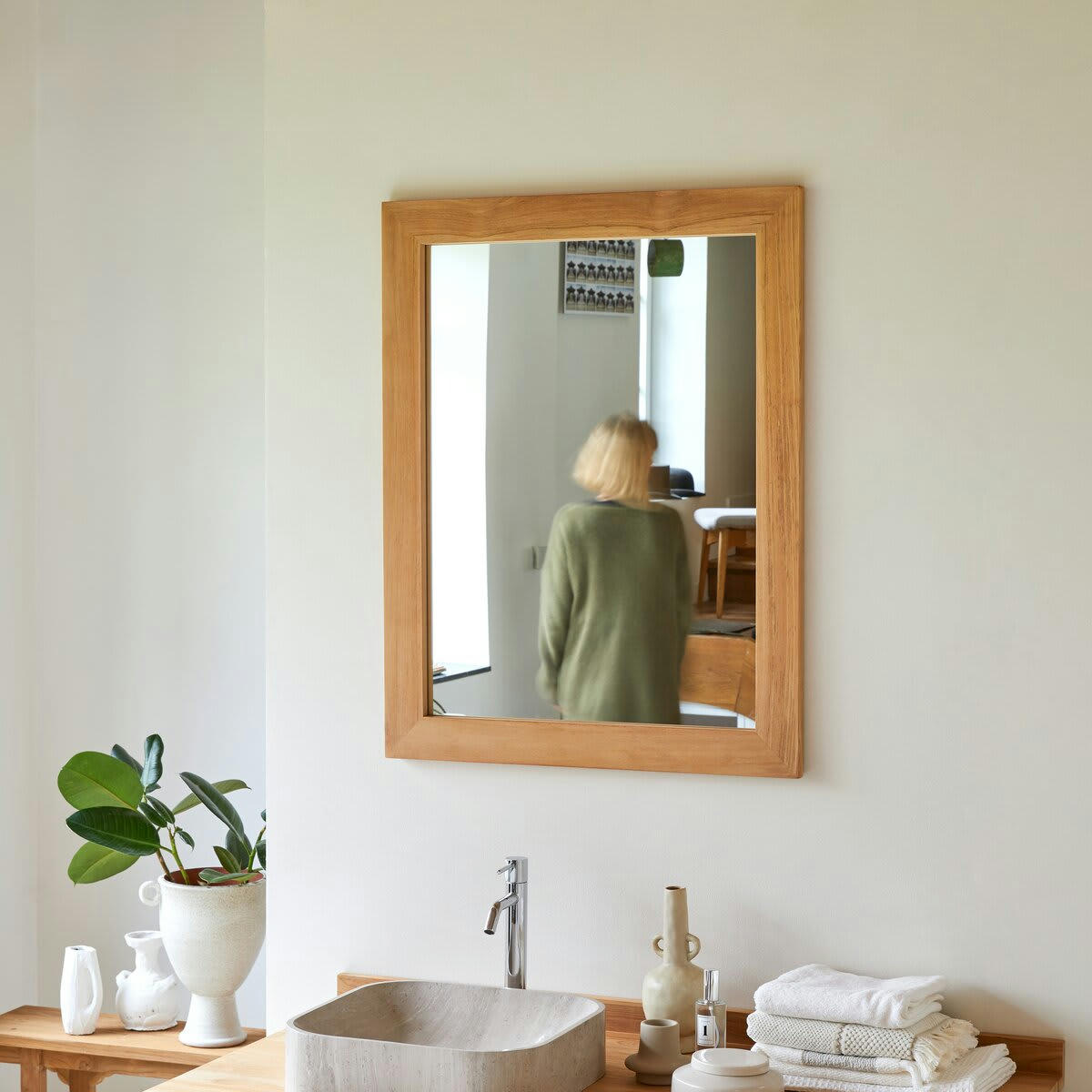 TONA - Miroir en teck 90x70 cm