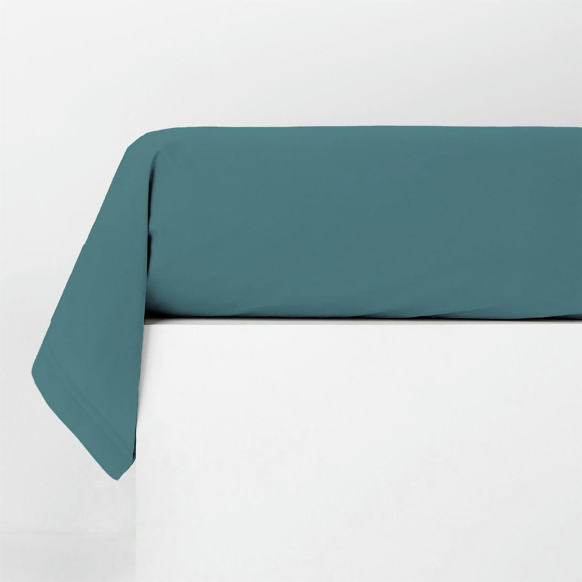 COTON UNIS - Taie traversin coton  unie bleu pétrole bleu 85x185cm