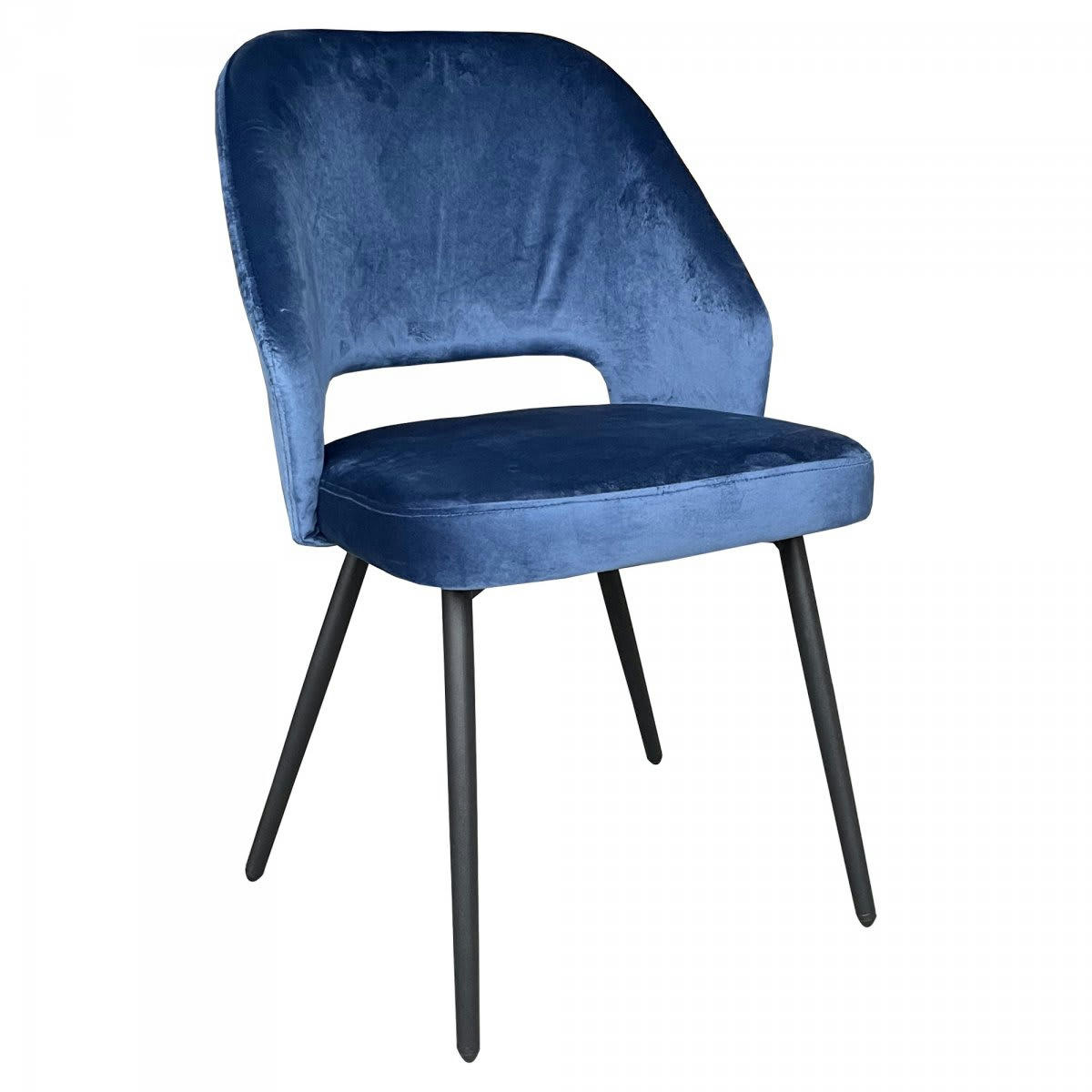OLLY - Lot de 2 chaises en velours et métal bleu