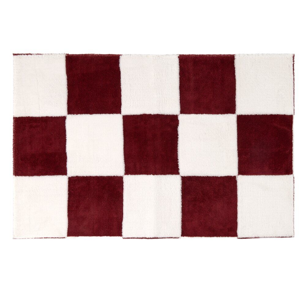 Tapis rectangulaire damier polyester 57x95cm (2 modèles rouge ou beige)