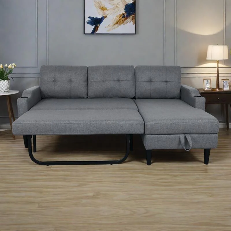 74.8 Fabric Sofa with Storage and Solid Wood Frame, 660lb Capacity